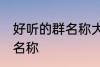 好听的群名称大全青春 比较好听的群名称