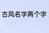 古风名字两个字 好听的二字古风名字